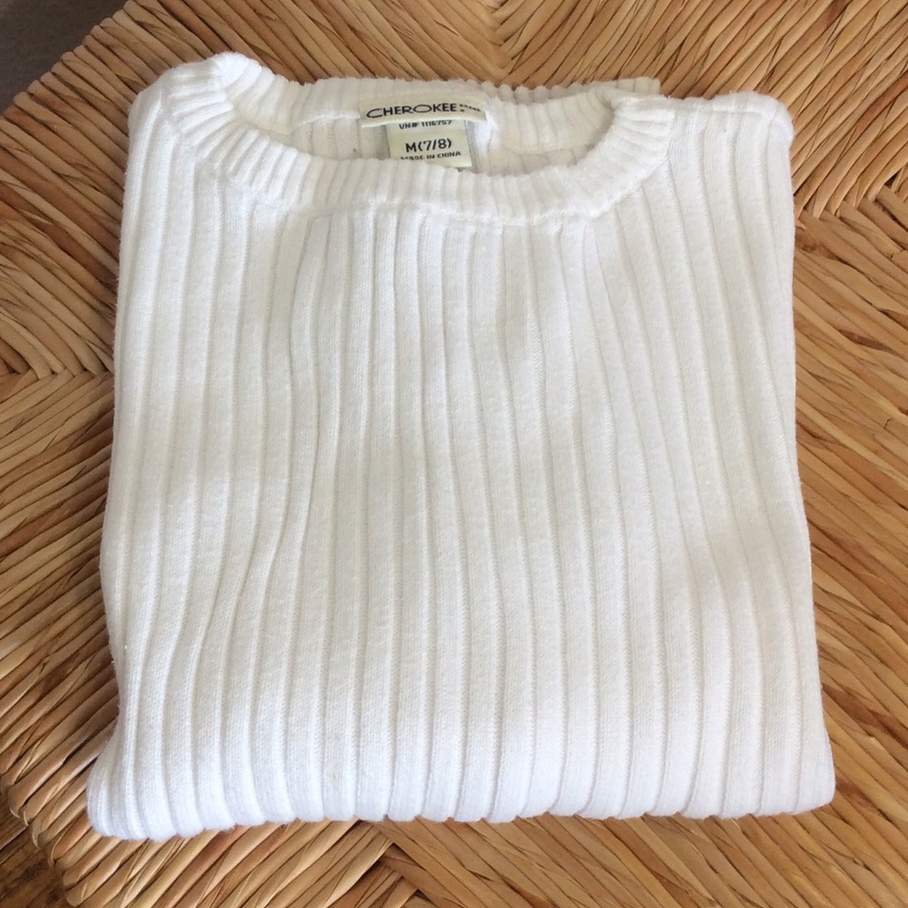 Cherokee Girls Long Sleeve Sweater in White